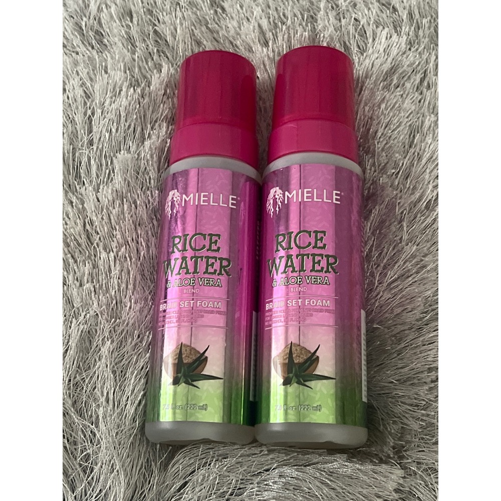 Mielle Organics Rice Water & Aloe Vera Braid Set Foam 7.5oz 2 Pack New